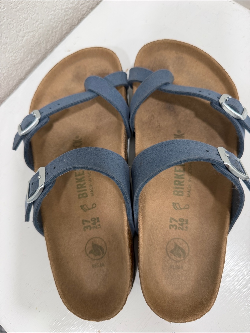 Birkenstock 7/37 Women’s Elemental Blue Two-Strap Adjustable Sandals - Picture 4 of 10